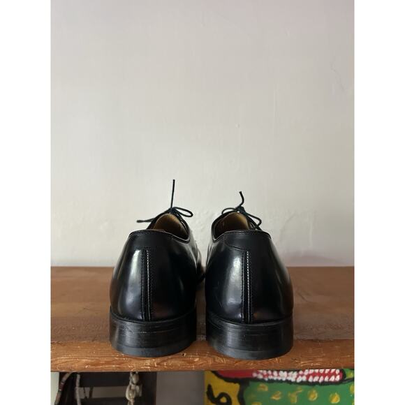 Vintage Men’s Johnston & Murphy Black Oxford Dress Shoes Cap Toe Size 10.5 C main image 10